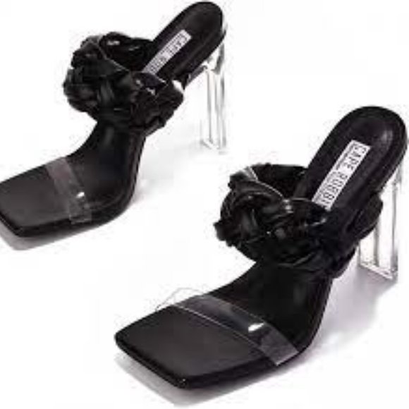 NWT CAPE ROBBIN ZIMMER CLEAR CHUNKY BLOCK HEELS BLACK 5.5 - Picture 5 of 13